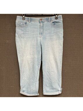 Gloria Vanderbilt Amanda Petite Women's Light Wash Denim Capris 14P Embroidered